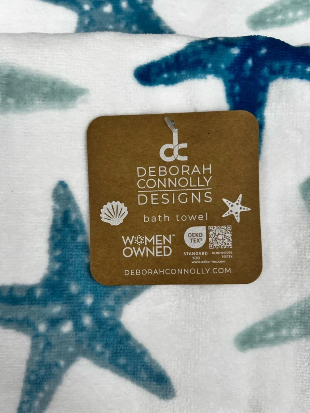 Deborah Connolly - ‘Ocean Starfish’ bath towel set. NWT